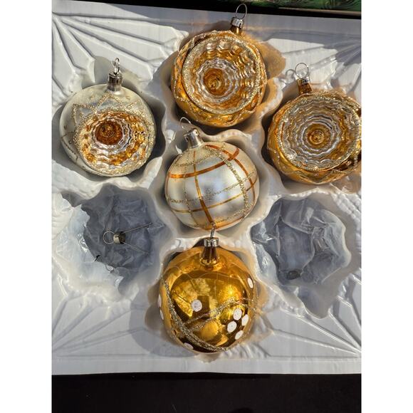 VINTAGE KURT S ADLER CHRISTMAS ORNAMENTS CZECHOSLOVAKIA GOLD AND SILVER -S1 - Picture 4 of 10